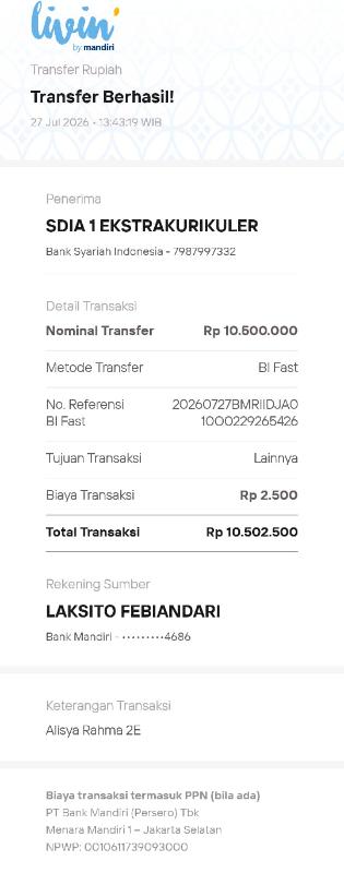 Bukti TF Alisya Rahma Kinandari