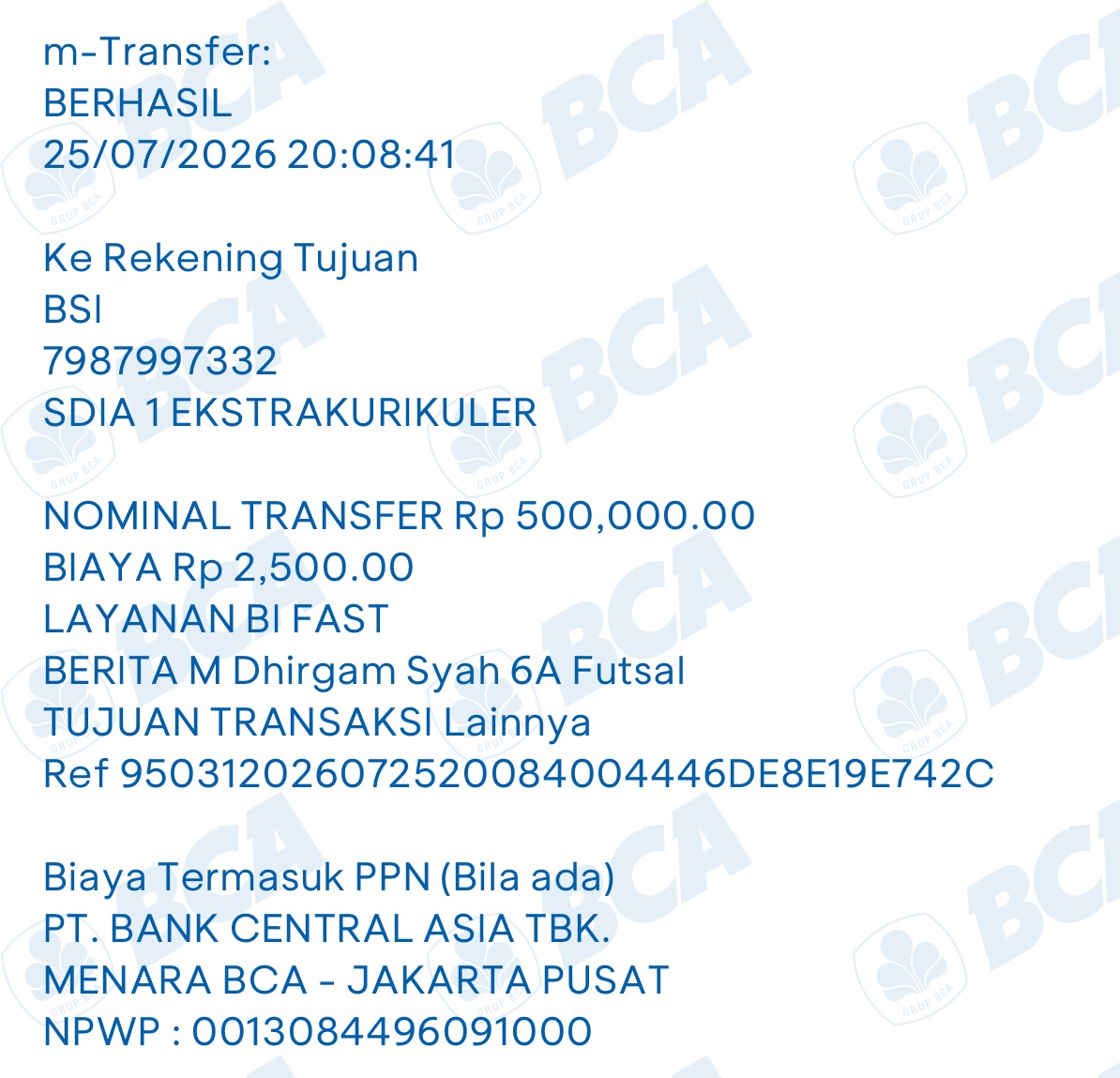 Bukti TF Muhammad Dhirgam Syah