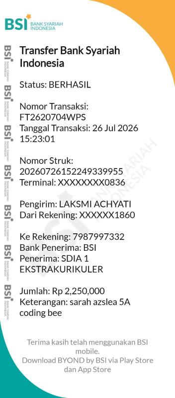 Bukti TF Sarah Azalea Wibisono
